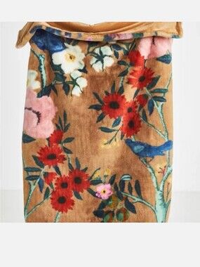Anthropologie Sophie Printed Faux Fur Throw in Maize/Pailall